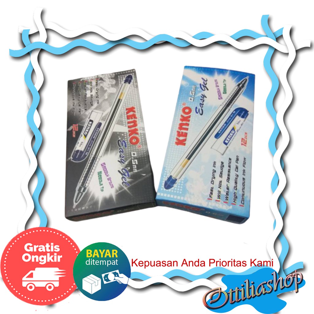 

PULPEN KENKO EASY GEL 0,5MM BOLPOINT GEL KENKO PULPN GEL ANAK SEKOLAH HITAM DAN BIRU