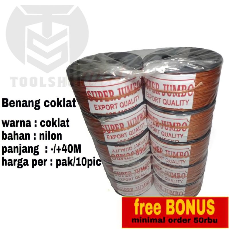 Benang Nilon Coklat 30 Meter 1 Pack Benang Sol