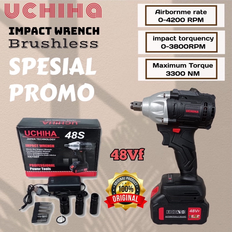 Mesin Bor Baterei Bor Impact Wrench Cordless Pembuka Baut 48VF UCHIHA