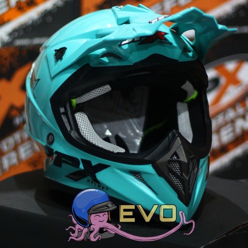 HELM JPX CROSS_SOLID - TOSCA BLUE GLOSS / BLACK + GOOGLE SNAIL (ONGKIR 2 KG) HELM JPX TERBARU