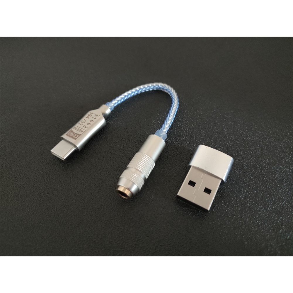 Cx31993 Headset DAC USB Tipe C Warna Biru Dengan Output 3.5mm SNR128dB PCM Untuk Android Windows10