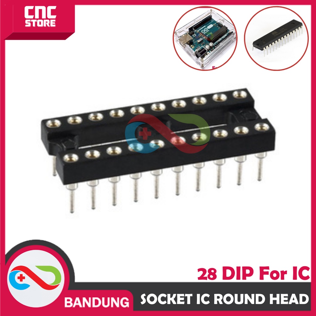 SOCKET IC 28P SOKET IC DIP28 DIP-28 ROUND HEAD NARROW ATMEGA328P/8/168