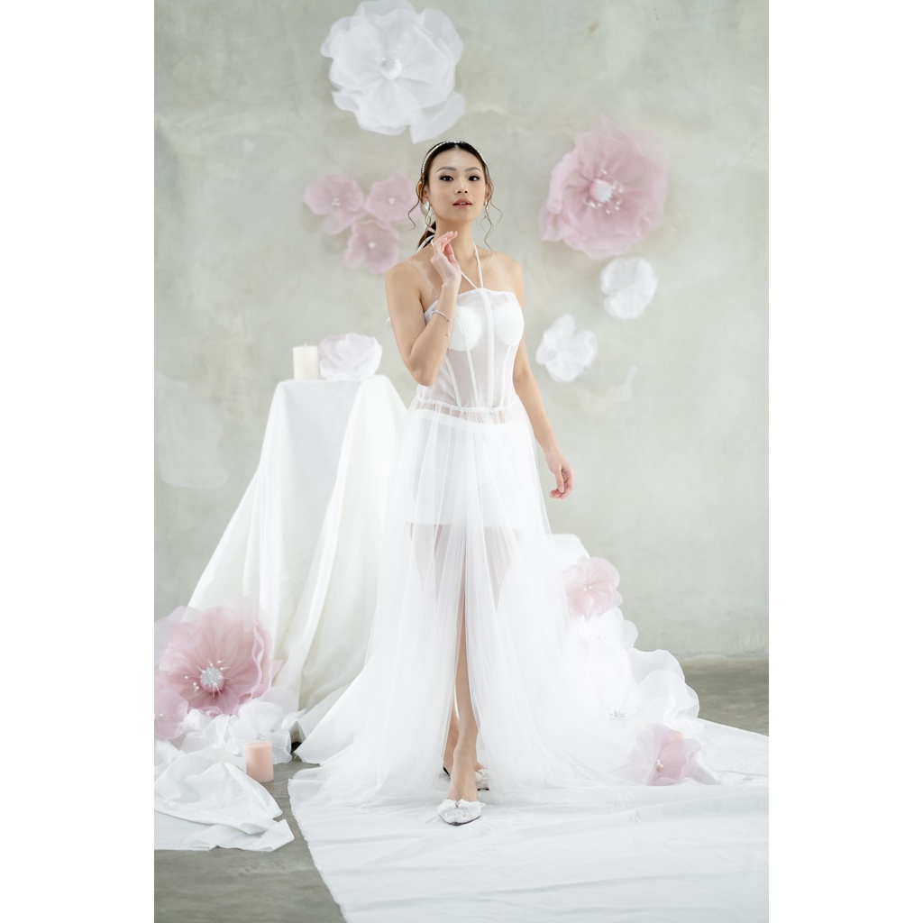 Faye Transparant Corset Dress - FAE Collection-Prewedding Gown Robe Bride Kimono Pengantin Photoshoot Attire Wedding Robe