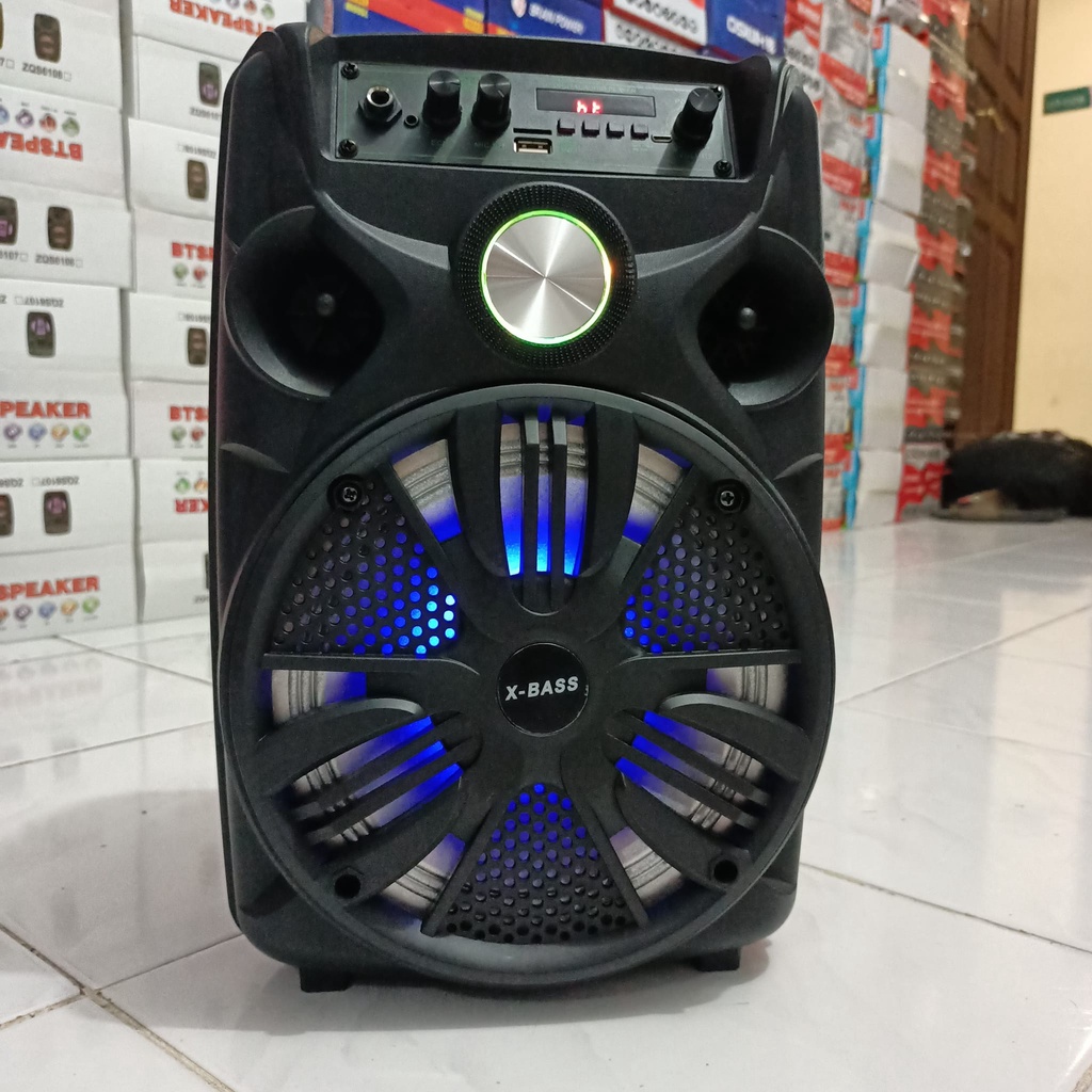 Speaker Bluetooth Karaoke Fleco F-955D 8.5 Inch Free Mic &amp; Remote Control Super Bass