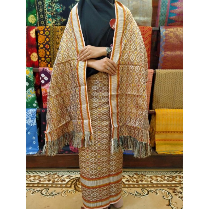 Songket Palembang Warna Cokelat AC