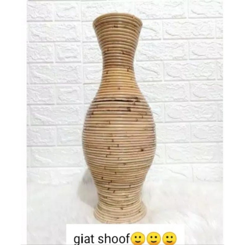 GUCI ROTAN / VAS BUNGA ROTAN FINISHING MENGKILAP TINGGI 70CM