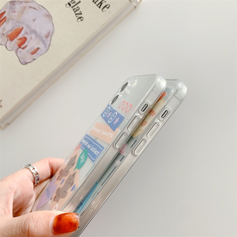 IPHONE Kartun Lucu Beruang Transparan Lembut Casing Ponsel Cover Untuk Iphone6 6s 7 8 PLUS XR XS 11 12 13 PRO MAX SE 2020