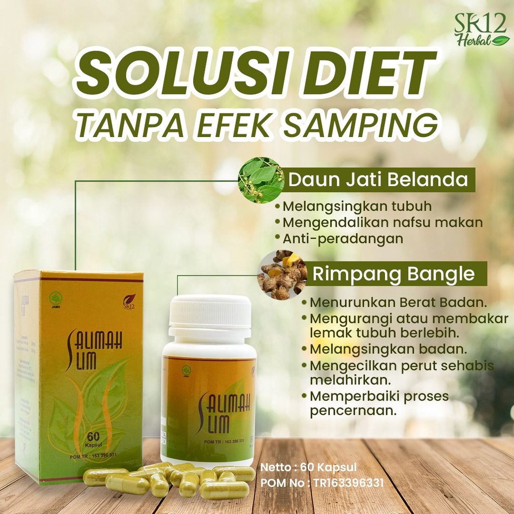 Paket Ampuh Pelangsing Herbal Obat Diet Penurun Berat Badan Peluntur Lemak Perut BPOM Salimah Slim SR12