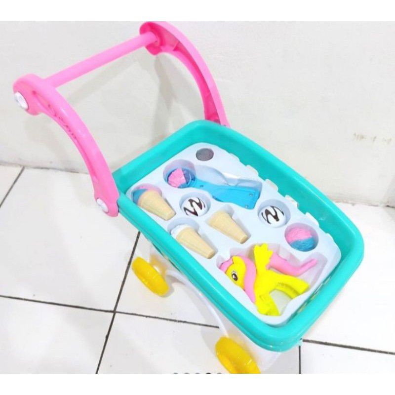 FB 819 - Mainan Trolly Troli Kuda Poni Ice Cream Shopping Cart FB819