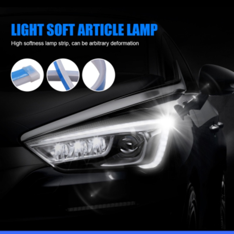 Sepasang! 60CM/45CM Lampu Alis LED DRL Lampu Runing Turning Mata Headlamp Mobil Lampu Depan Kepala Motor Sein 12V Sein