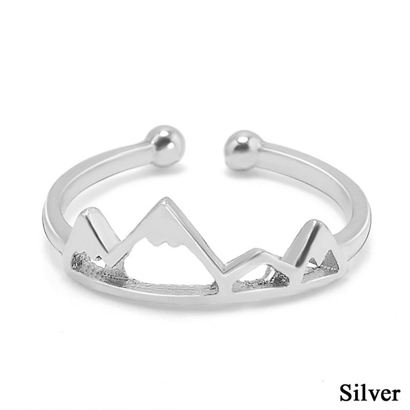 [Bayar Di Tempat]Nature Snow Mountain Geometry Open Ring Jewelry Accessories