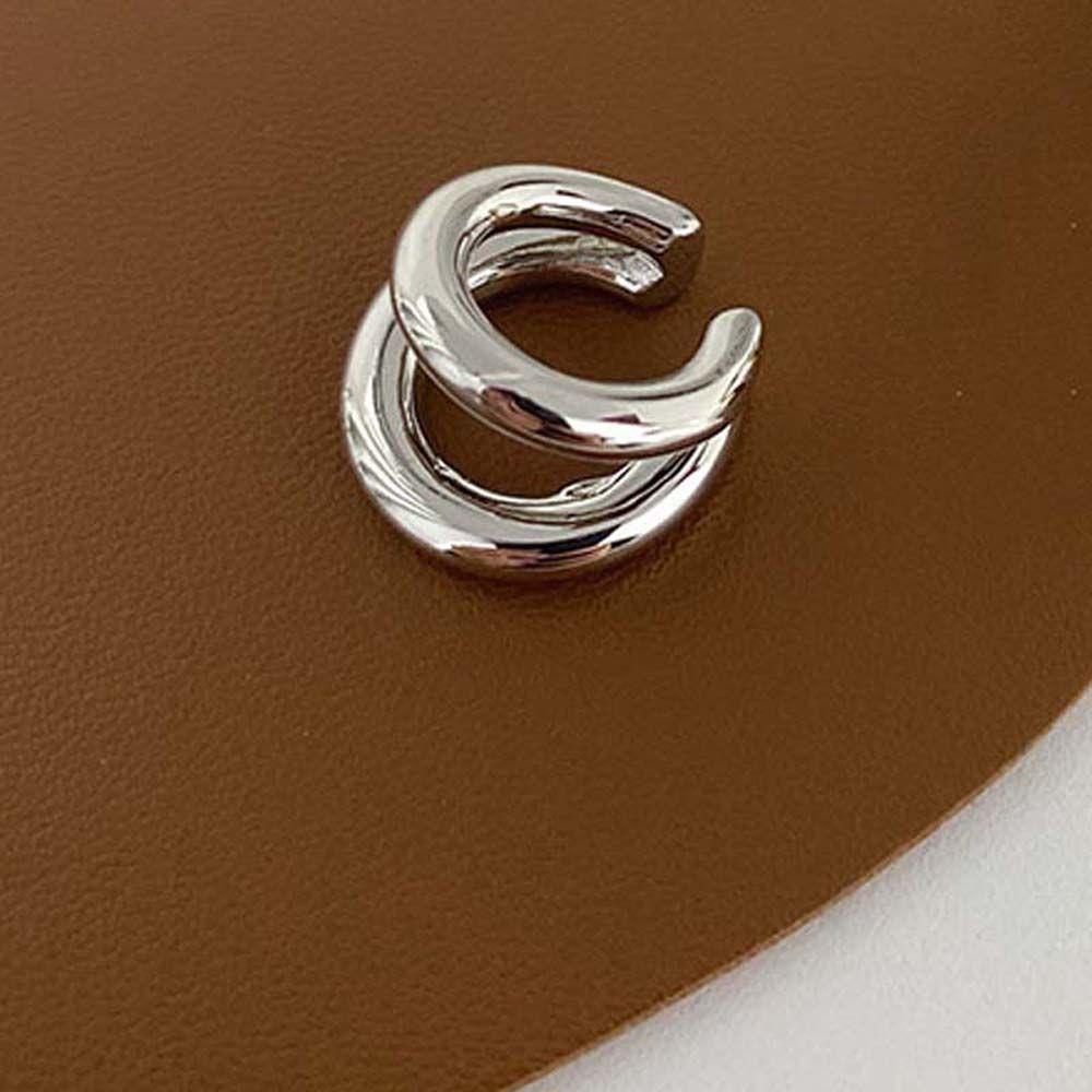 REBUY Rebuy Hoop Earrings Daily Hip Hop Sederhana Multi-layer Perhiasan Fashion Bulat Lingkaran Ganda Geometris Round Earrings
