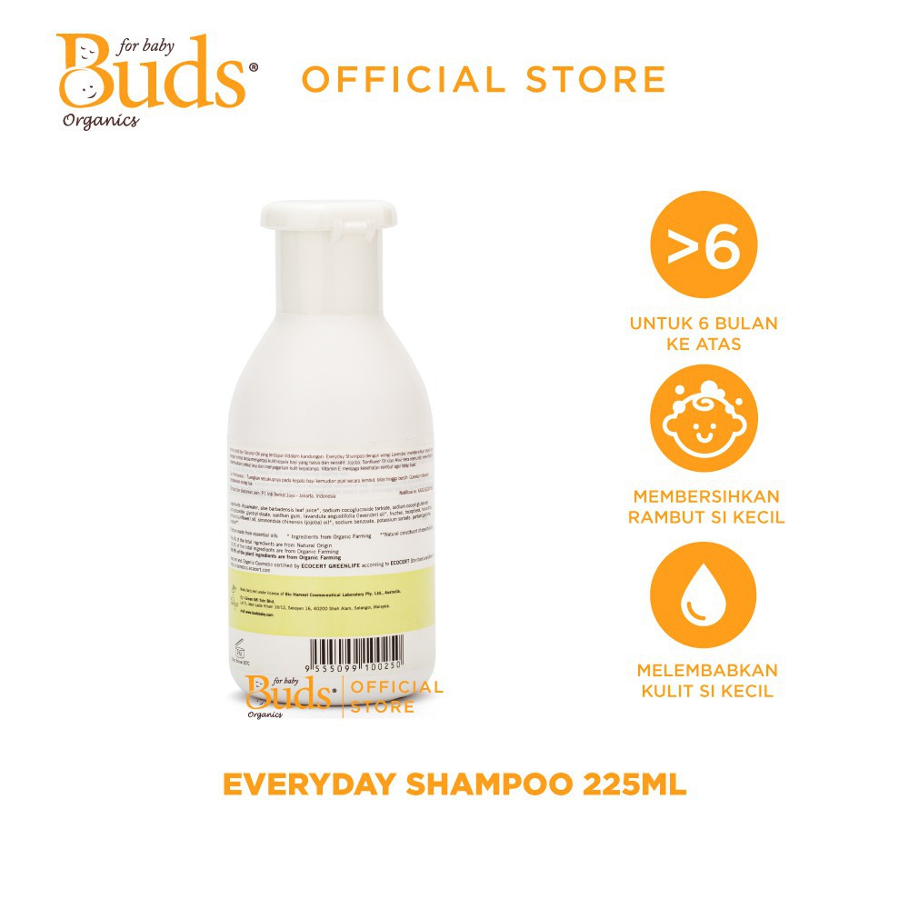 Buds Organics BEO - Everyday Shampoo 225ml - Shampoo Bayi Organik