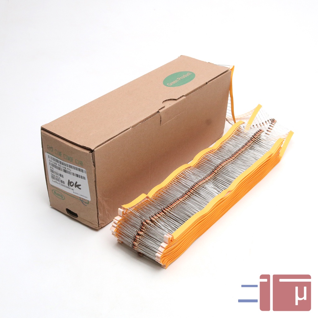 X10 Resistor 10K 1/4W Karbon 5% Taiwan Kaki Tembaga