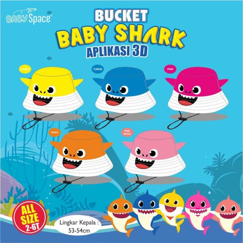 Bucket Hat Baby Shark 3D - Topi Anak Baby Shark 3D