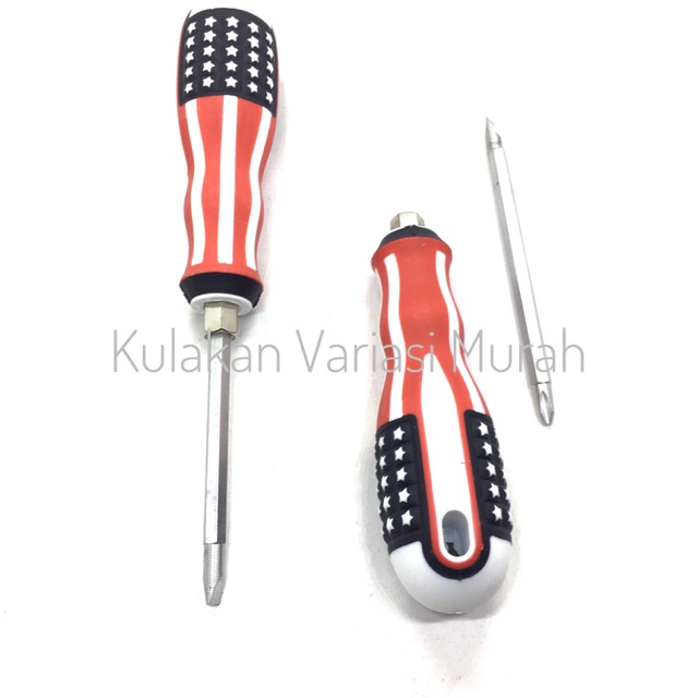 Obeng 2Way 2 Way Amerika US USA Bolak Balik Obeng BB Plus Minus Kembang ...