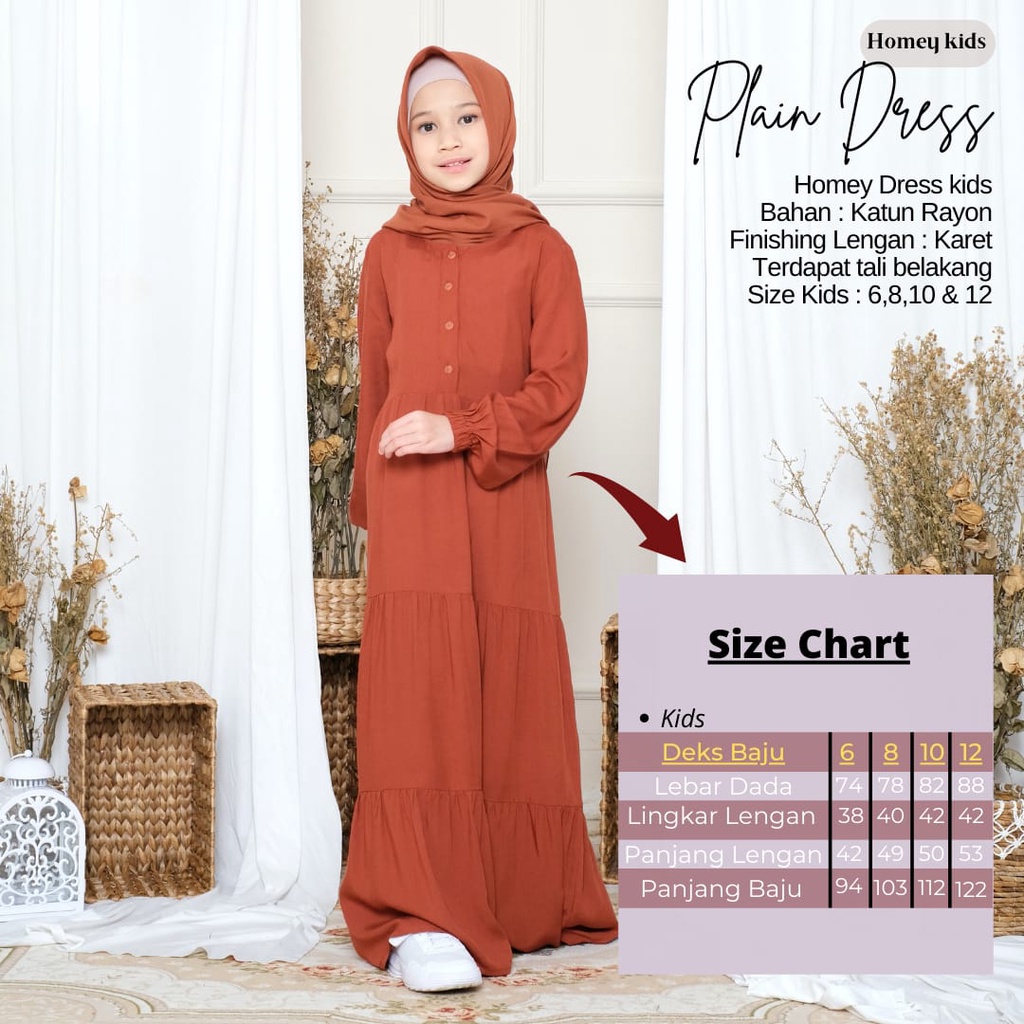 BeautyOne - Gamis Anak Polos Homey Anak Plain Usia 4-12thn Termurah Bahan Katun Rayon Premium Nyaman Dipakai | Bisa Cod