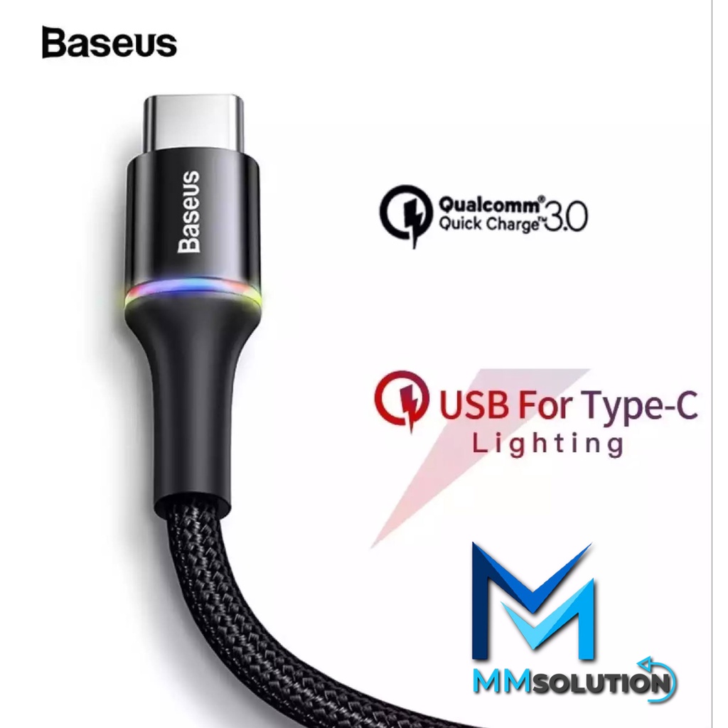 BASEUS Halo Kabel Data LED USB Type C Cable Fast Charge 3A QC 3.0