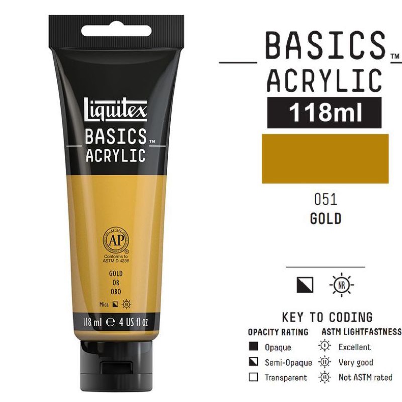 

LIQUITEX BASICS ACRYLIC COLOUR 118 ML GOLD