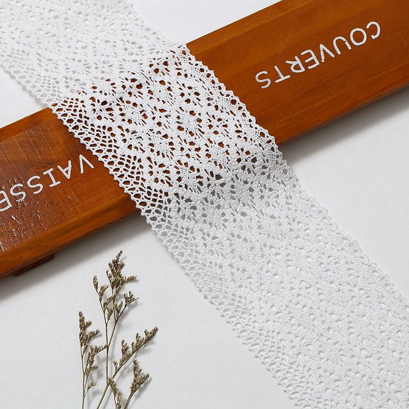 PER PACK 50 YARD RENDA RAJUT LEBAR 12CM WARNA PUTIH