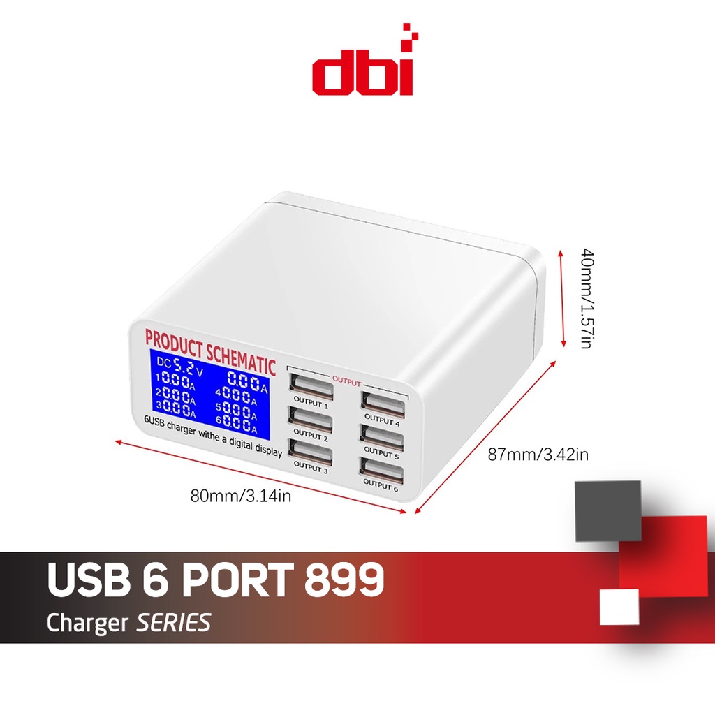 8A 6 Port Isi Daya Cepat USB Charger LED Display Phone Charger Adapter Portable QC3.0 Fast Charger untuk iPhone Samsung Huawei