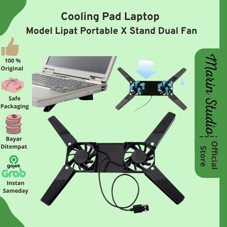 Cooling Pad Laptop | Cooling Laptop | Kipas Laptop | Cooling Pad Lipat Portable X Stand Dual Fan For Laptop Notebook Macbook