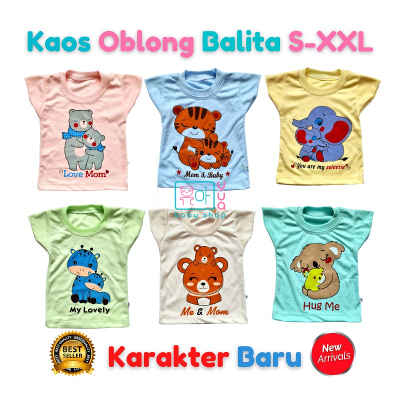 6PCS Baju Kaos Oblong Anak Bayi sampai 0 sd 4 tahun Setali Katun DK-4