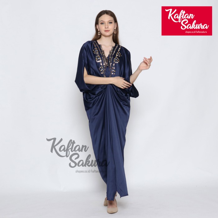 TERBARU        Kaftan Payet Saten Modern Gamis Kaftan Pesta Mewah Busui Putih