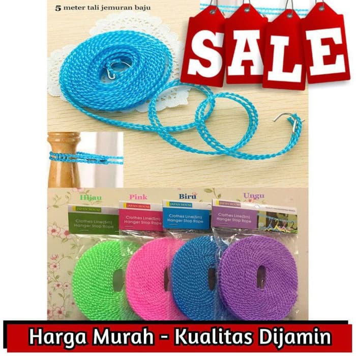 TALI JEMURAN 5 METER WARNA / SUPER PRAKTIS/ MULTIFUNGSI