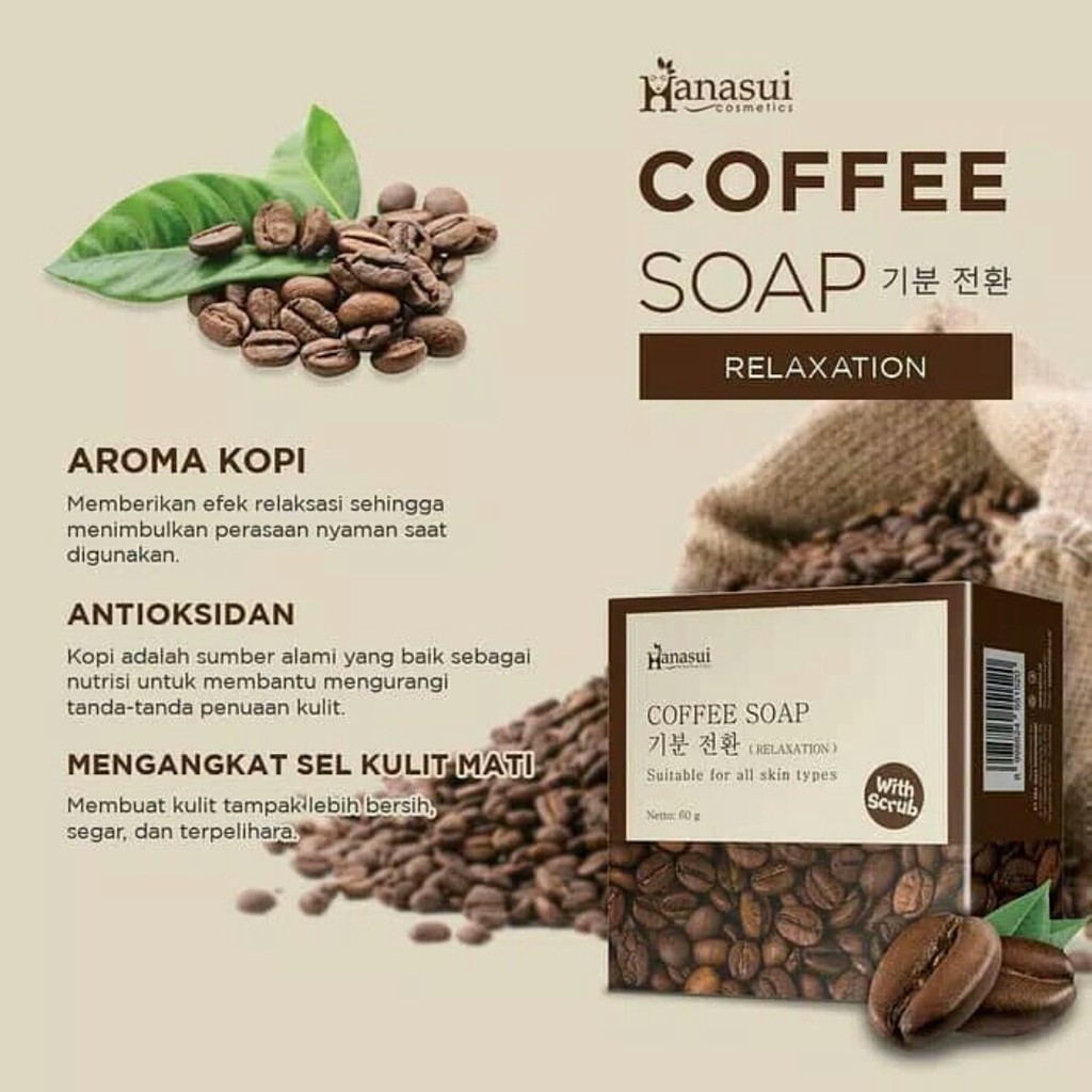 Hanasui Coffee Soap 60gr Original BPOM Girlsneed77 Sabun Kopi Hanasui