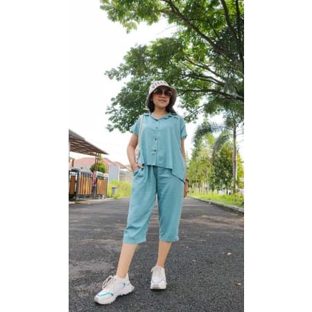 ONE SET MOTIF POLOS/ SETELAN RAYON VISCOSE MOTIF POLOS/SETCEL KEKINIAN/SETELAN WANITA TERBARU/DNILYA