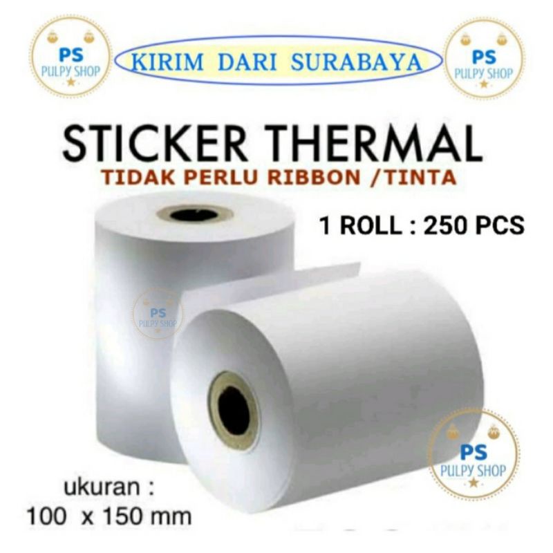 

Label Thermal Kertas Termal Stiker Barcode Resi Pengiriman 100x150 Printer Shopee Isi 250 PC PS