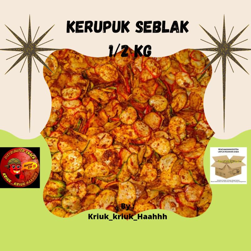 { COD } Kerupuk seblak pedas / kerupuk bantat pedas 500gr