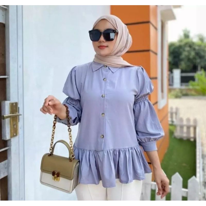 SELVI BLOUSE / atasan terbaru / atasan lengan balon / moscrepe