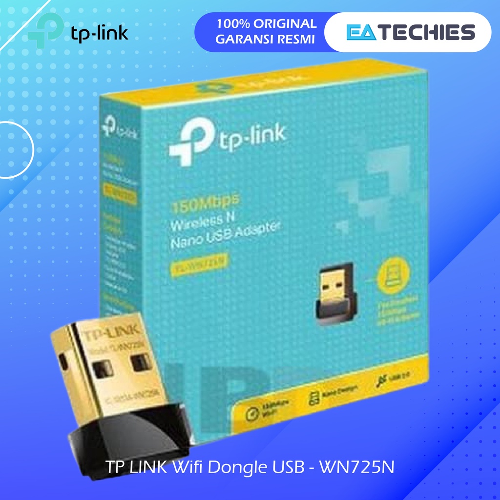 TP-Link Wireless USB Wifi Dongle TPlink TL-WN725N - 150Mbps Nano Receiver TP LINK ORIGINAL RESMI