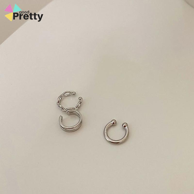 COD ⭐Anting Klip Tanpa Tindik Anting Kombinasi Set Klip Telinga Tanpa Lubang Telinga Wanita Niche High-end Bahasa Perancis Retro Telinga Tulang Klip - PD