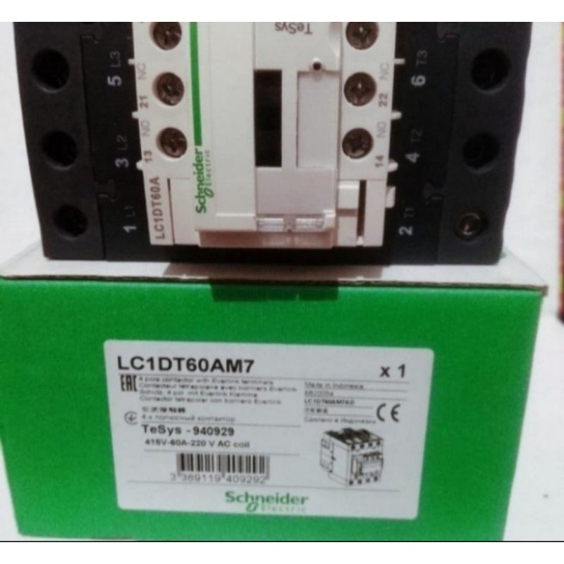 SCHNEIDER KONTAKTOR LC1DT60AM7 60A 4P 220VAC ORIGINAL