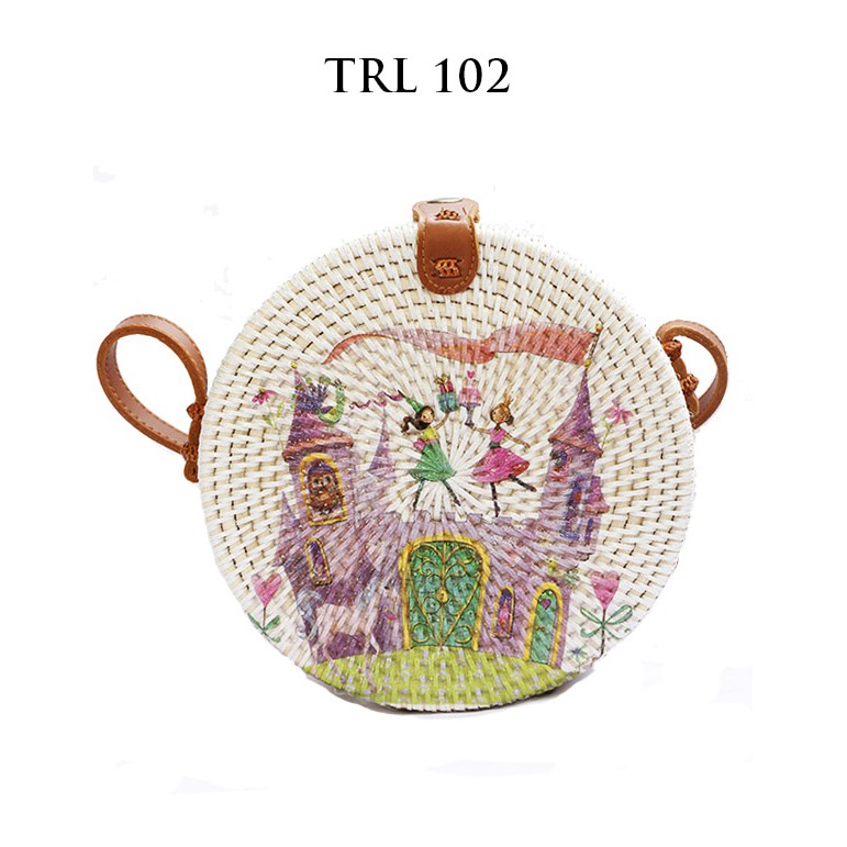 

Grosir Tas Rotan Bulat Murah 20cm Lukis Decoupage TRL102 Motif Dongeng Fairytale