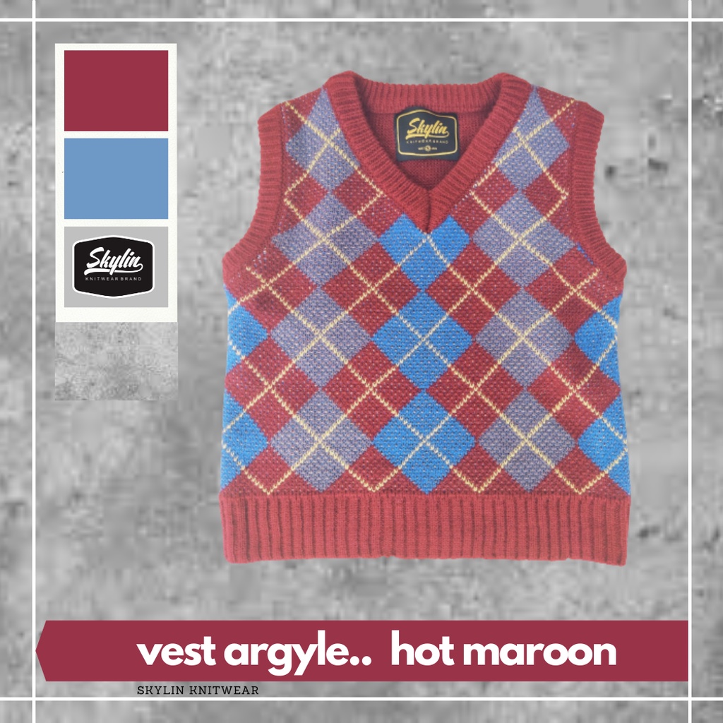 Vest Argyle Crop style Rompi sekolah anak remaja All size