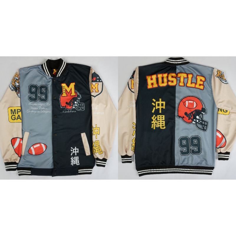 JACKET VARSITY BASEBALL MOTIP TERBARU PRIA WANITA SAIZE L&XL / BASEBALL HUSTLE / BASEBALL KAMIKAZE-BASE M99