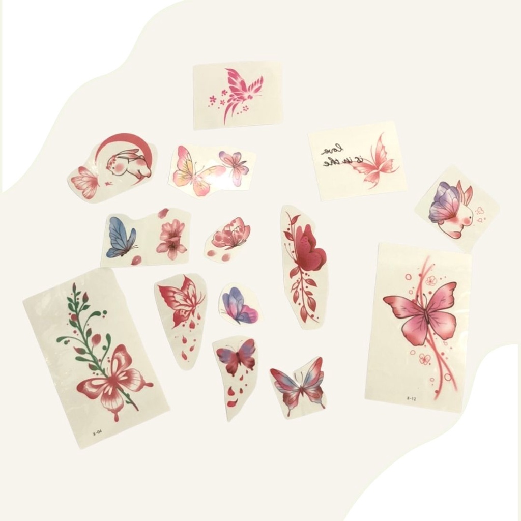 Tatto Temporary Butterfly Tato  Kupu-Kupu Berwarna Custom