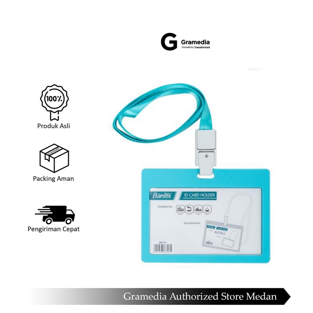 

Gramedia Medan - Bantex ID Card Holder With lanyard 90x54mm Landscape Sky Blue