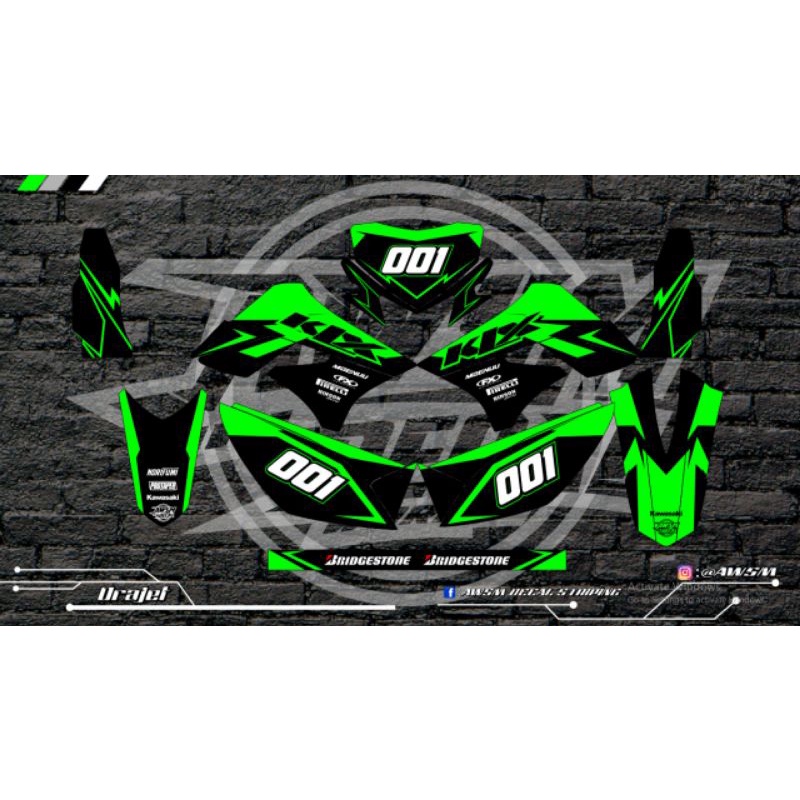 decal klx s/old hijau hitam terbaru bisa custom