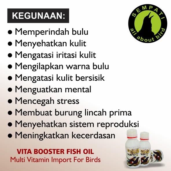 Vita Booster Minyak Ikan Vitamin Burung Meningkatkan Sistem Reproduksi Keindahan Kulit Bulu Shopee Indonesia