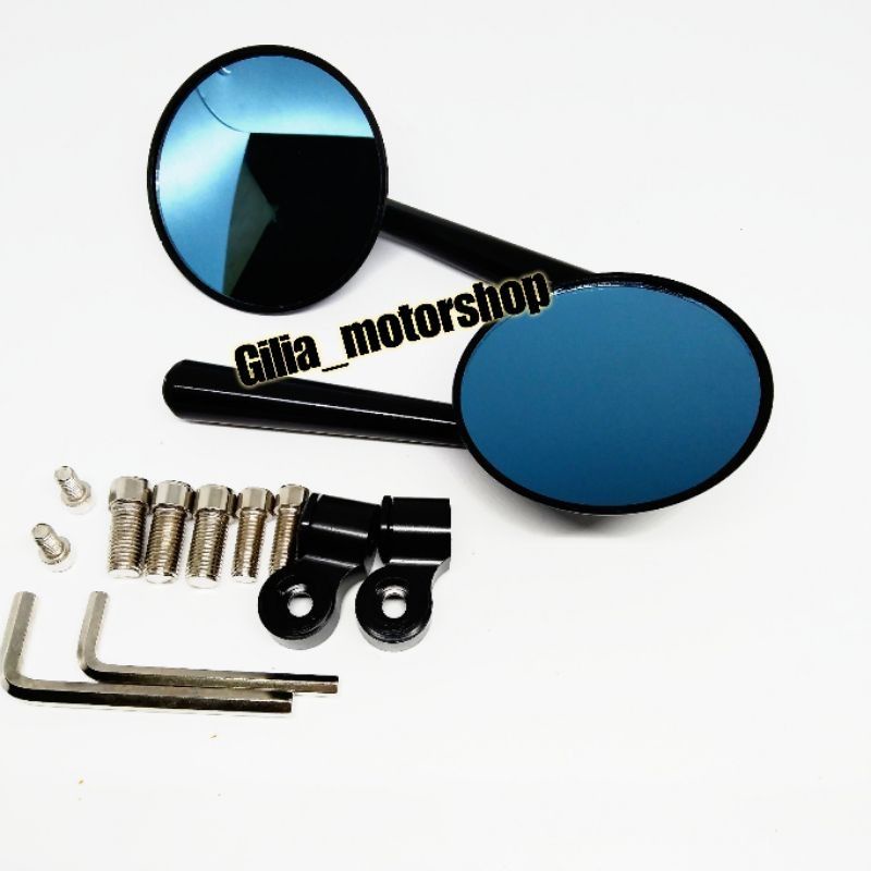 Spion Bulat Retro Jokowi Domino Model Rizoma Full Cnc Mirror Biru Universal Vespa Vario PCX Nmax Xmax Vixion