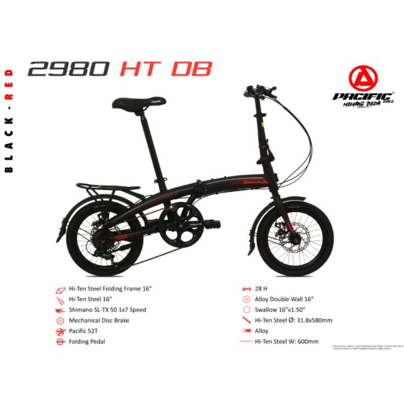 Sepeda Lipat Pacific /Folding bike begasi 2980 HT DB