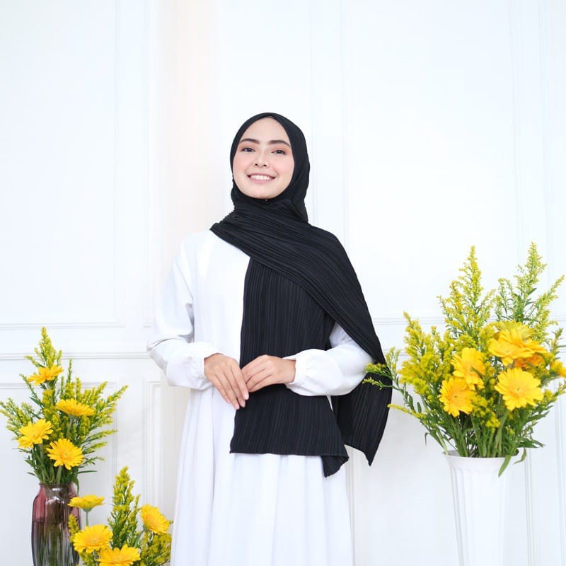 (Full Plisket Ceruty) Pashmina Pasmina Plisket Lidi Premium/ Fatin Jilbab Pasmina