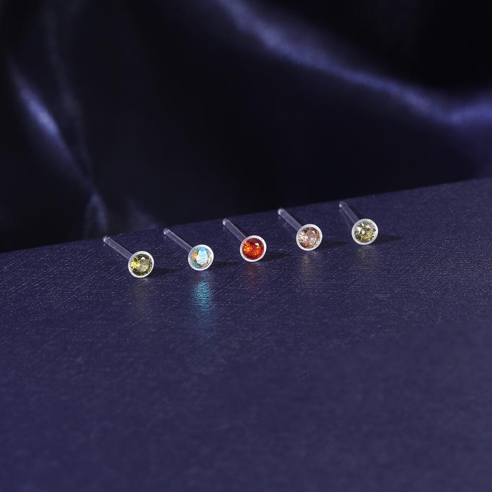 1 Pasang Anting Stud Kristal Resin Ukuran 2 / 3 / 4 / 5mm Untuk Tulang Rawan Telinga