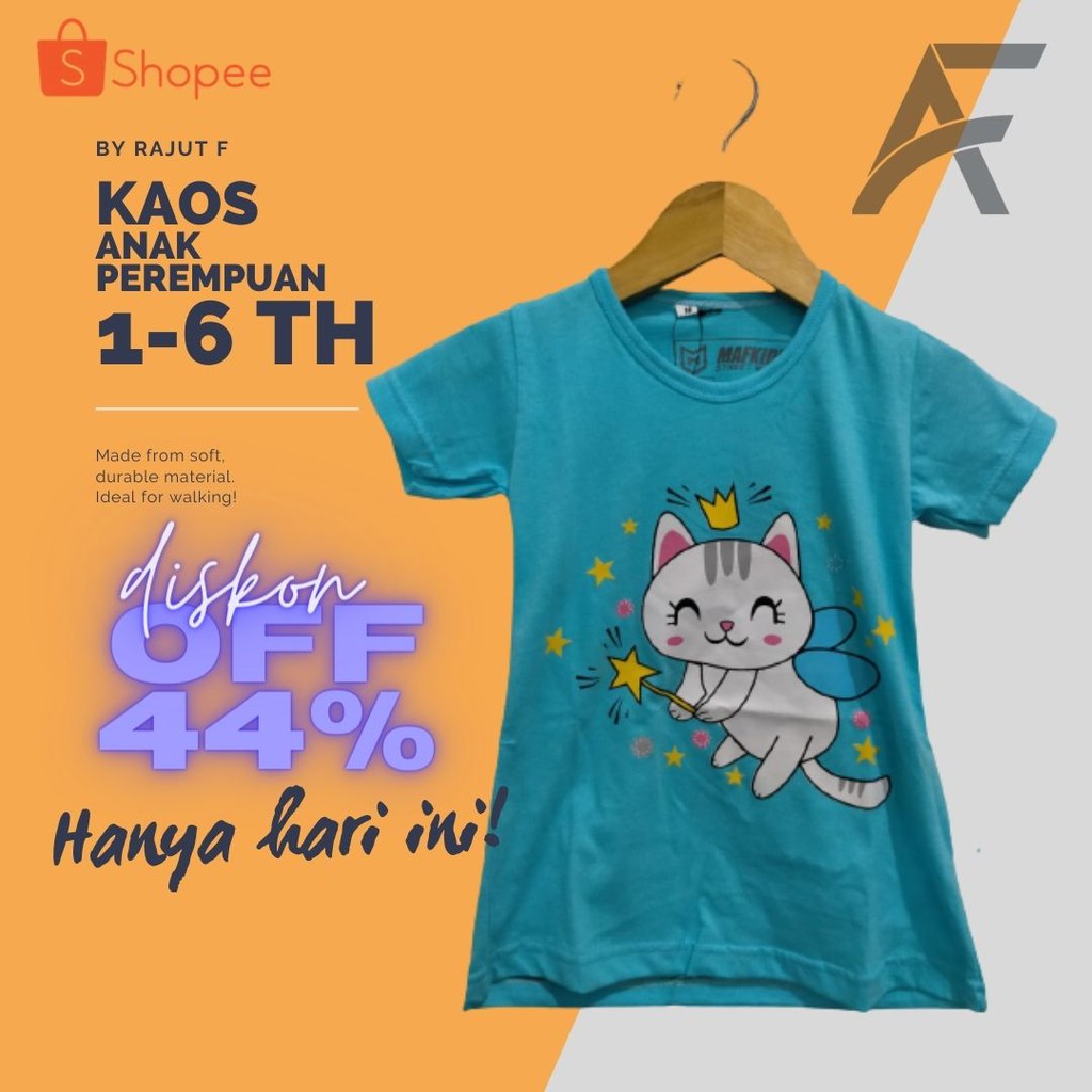 KAOS ANAK PEREMPUAN 1-6 TAHUN MOTIF FAIRYCAT