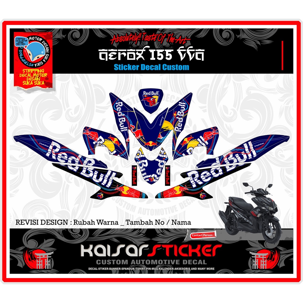 Sticker striping motor aerox 155 full body - stiker decal aerox redbull new